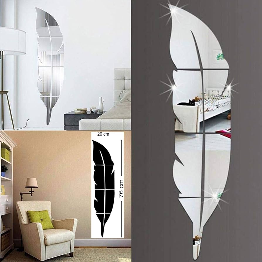 Silver Acrylic Leaf Mirror Sticker